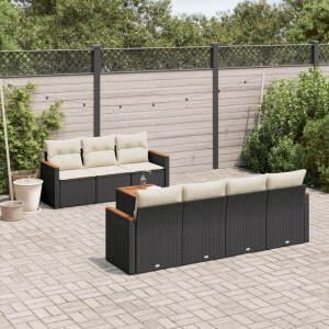 vidaXL 8-delige Loungeset met kussens poly rattan zwart