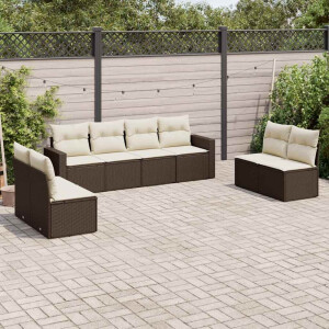 vidaXL 8-delige Loungeset met kussens poly rattan bruin