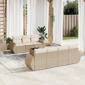 vidaXL 8-delige Loungeset met kussens poly rattan beige