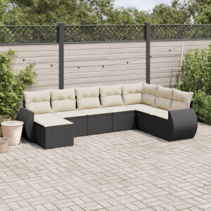 vidaXL 8-delige Loungeset met kussens poly rattan zwart