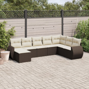 vidaXL 8-delige Loungeset met kussens poly rattan bruin
