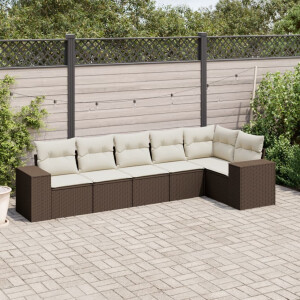 vidaXL 6-delige Loungeset met kussens poly rattan bruin