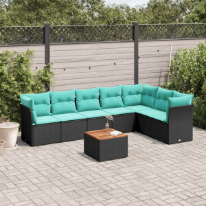 vidaXL 8-delige Loungeset met kussens poly rattan zwart
