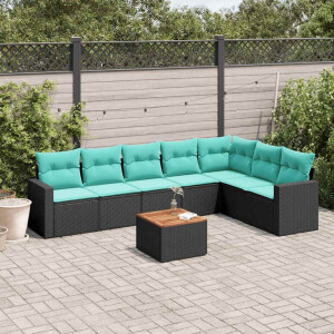 vidaXL 8-delige Loungeset met kussens poly rattan zwart