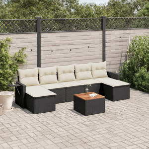 vidaXL 8-delige Loungeset met kussens poly rattan zwart