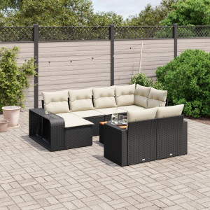 vidaXL 11-delige Loungeset met kussens poly rattan zwart