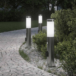 vidaXL Bolderverlichting met sensor en stopcontact 3 stuks 50 cm roestvrij staal IP44