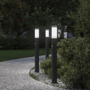 vidaXL Bolderverlichting met sensor 3 stuks 80 cm RVS IP44