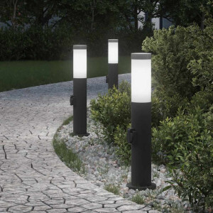 vidaXL Bolderverlichting met stopcontact 3 stuks 50 cm roestvrij staal IP44