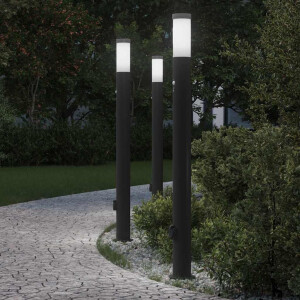 vidaXL Bolderverlichting met sensor en stopcontact 3 stuks 110 cm roestvrij staal IP44