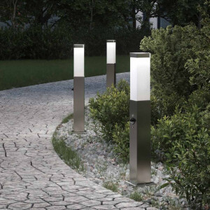 vidaXL Bolderverlichting met sensor 3 stuks 50 cm RVS IP44