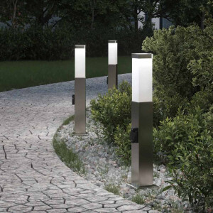 vidaXL Bolderverlichting met stopcontact 3 stuks 50 cm RVS IP44