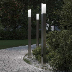 vidaXL Bolderverlichting met stopcontact 3 stuks 110 cm RVS IP44