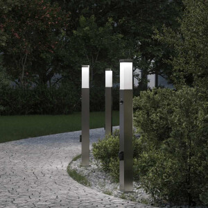 vidaXL Bolderverlichting met sensor en stopcontact 3 stuks 80 cm roestvrij staal IP44