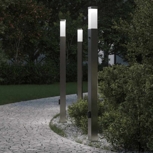 vidaXL Bolderverlichting met sensor en stopcontact 3 stuks 110 cm roestvrij staal IP44