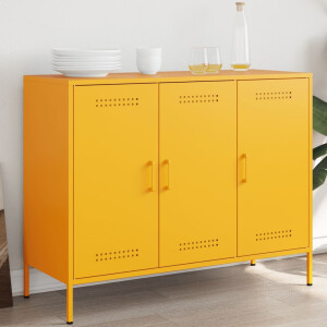 vidaXL Dressoir 100,5x39x79 cm staal mosterdgeel