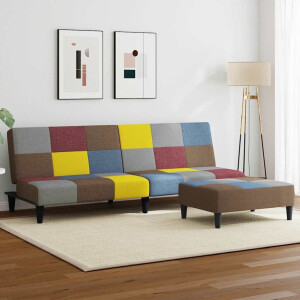 vidaXL Slaapbank 2-zits met voetenbank patchwork stof
