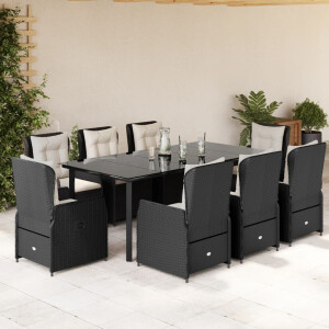 vidaXL 9-delige Tuinset poly rattan zwart