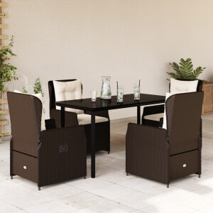 vidaXL 5-delige Tuinset met kussens poly rattan bruin