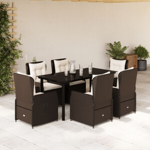 vidaXL 7-delige Tuinset met kussens poly rattan bruin