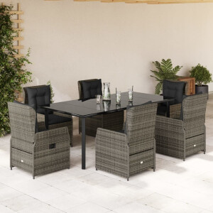 vidaXL 7-delige Tuinset met kussens poly rattan grijs