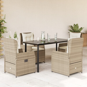 vidaXL 5-delige Tuinset met kussens poly rattan beige