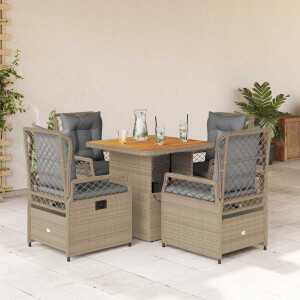 vidaXL 5-delige Tuinset met kussens poly rattan beige