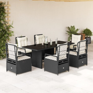 vidaXL 7-delige Tuinset met kussens poly rattan zwart