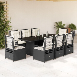 vidaXL 9-delige Tuinset poly rattan zwart