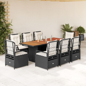 vidaXL 9-delige Tuinset poly rattan zwart