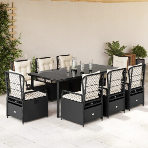 vidaXL 9-delige Tuinset poly rattan zwart