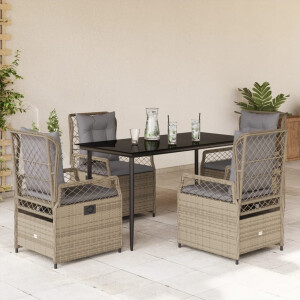 vidaXL 5-delige Tuinset met kussens poly rattan beige