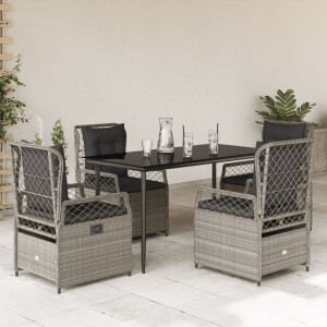 vidaXL 5-delige Tuinset met kussens poly rattan lichtgrijs