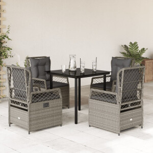 vidaXL 5-delige Tuinset met kussens poly rattan lichtgrijs