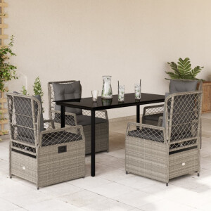 vidaXL 5-delige Tuinset met kussens poly rattan lichtgrijs