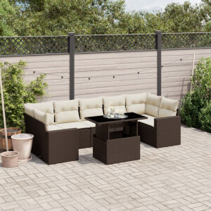 vidaXL 8-delige Loungeset met kussens poly rattan bruin