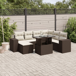 vidaXL 8-delige Loungeset met kussens poly rattan bruin