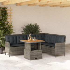 vidaXL 2-delige Loungeset met kussens poly rattan grijs