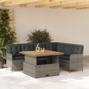 vidaXL 2-delige Loungeset met kussens poly rattan grijs
