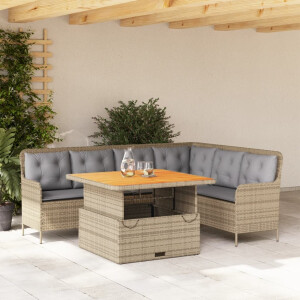 vidaXL 2-delige Loungeset met kussens poly rattan beige