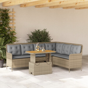 vidaXL 2-delige Loungeset met kussens poly rattan beige