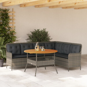 vidaXL 2-delige Loungeset met kussens poly rattan grijs