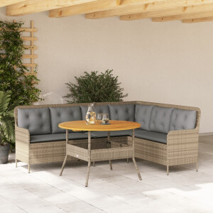 vidaXL 2-delige Loungeset met kussens poly rattan beige