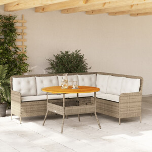 vidaXL 2-delige Loungeset met kussens poly rattan beige