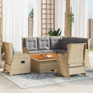 vidaXL 6-delige Loungeset met kussens poly rattan beige