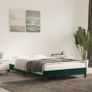 vidaXL Bedframe zonder matras 120x190 cm fluweel donkergroen