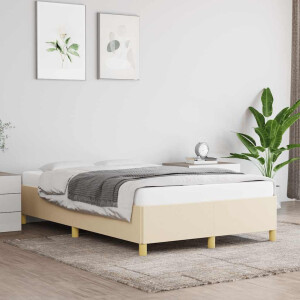 vidaXL Bedframe zonder matras 120x190 cm stof crèmekleurig