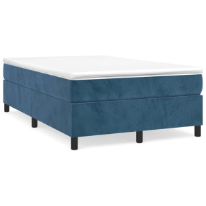 vidaXL Boxspring met matras fluweel donkerblauw 120x190 cm