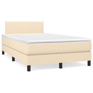 vidaXL Boxspring met matras stof crèmekleurig 120x190 cm