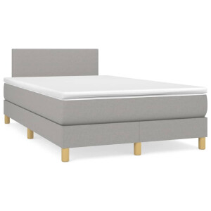 vidaXL Boxspring met matras stof lichtgrijs 120x190 cm